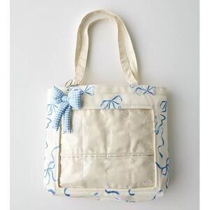 Charming Light Blue Trimmed Tote Bag